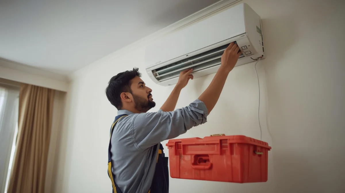 AC repair technician working on air conditioner in Tongi Gazipur