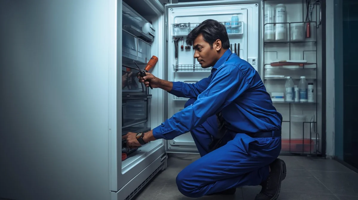 Rifat Refrigerator Engineering technician diagnosing a freezer in Dhaka