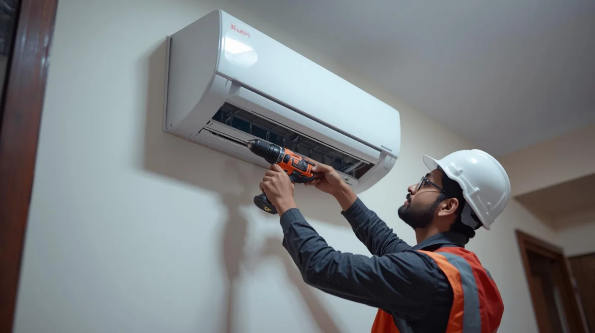 AC installation service in Dhaka — technician installing split AC
