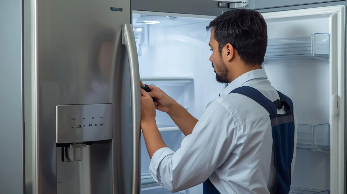 Refrigerator repair service in Dhaka — technician fixing fridge