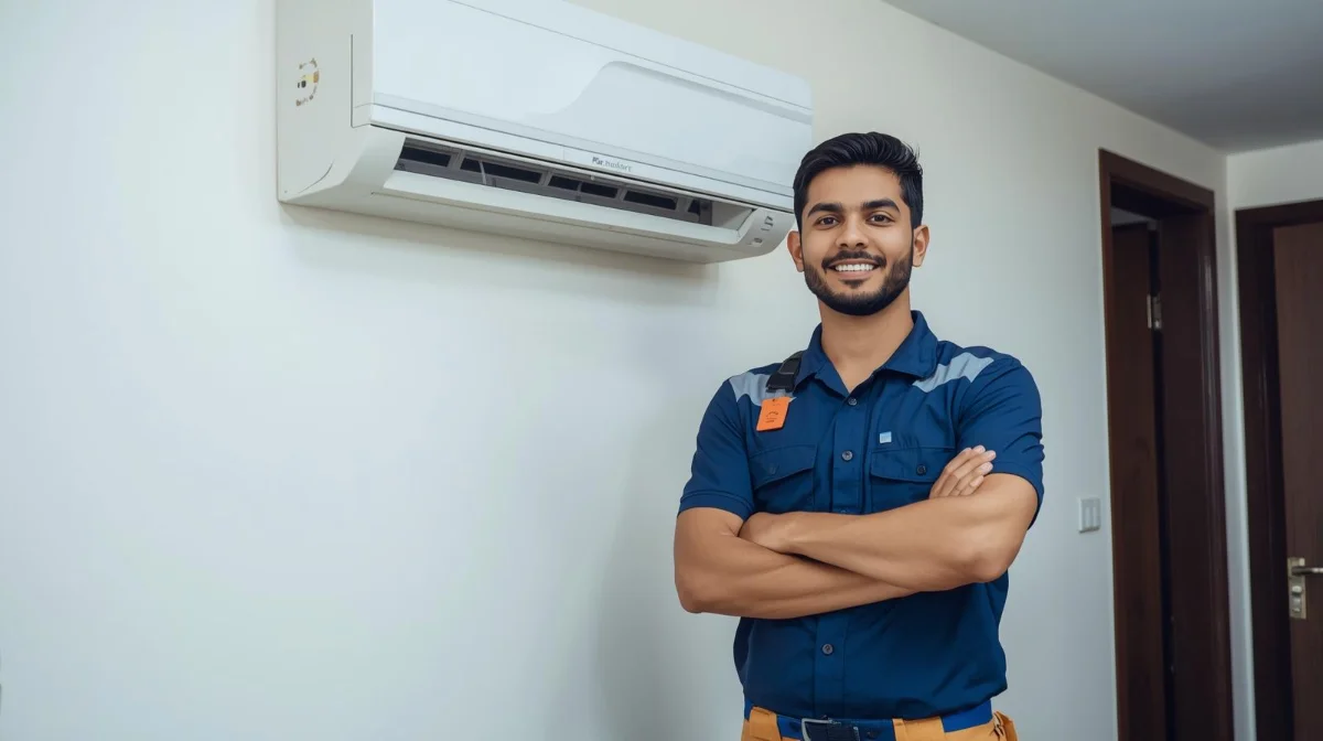 Expert AC technician from Rifat Refrigerator And Engineering performing maintenance in Dhaka